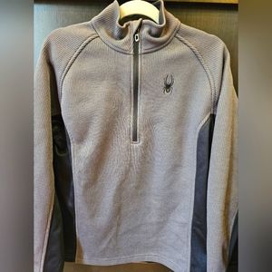 Spyder Man's pullover in Medium front 3/4 zip.